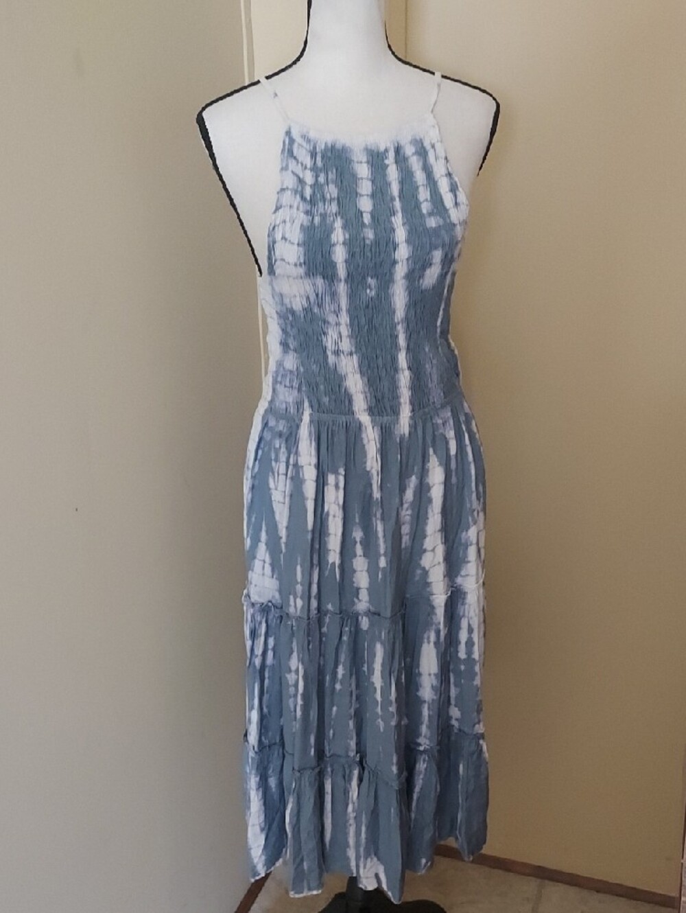 Sim & Sam Women's Blue And White Patterned Midi Dress